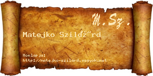 Matejko Szilárd névjegykártya